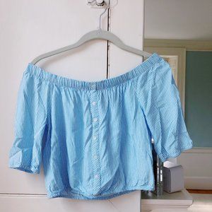 f21: powder blue off the shoulder top